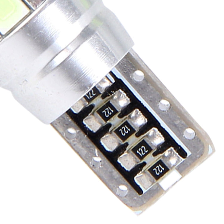 Close-up of T10 LED bulb circuit board with multiple SMD components