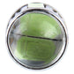 Front view of T10 LED bulb lens, showing greenish LED glow