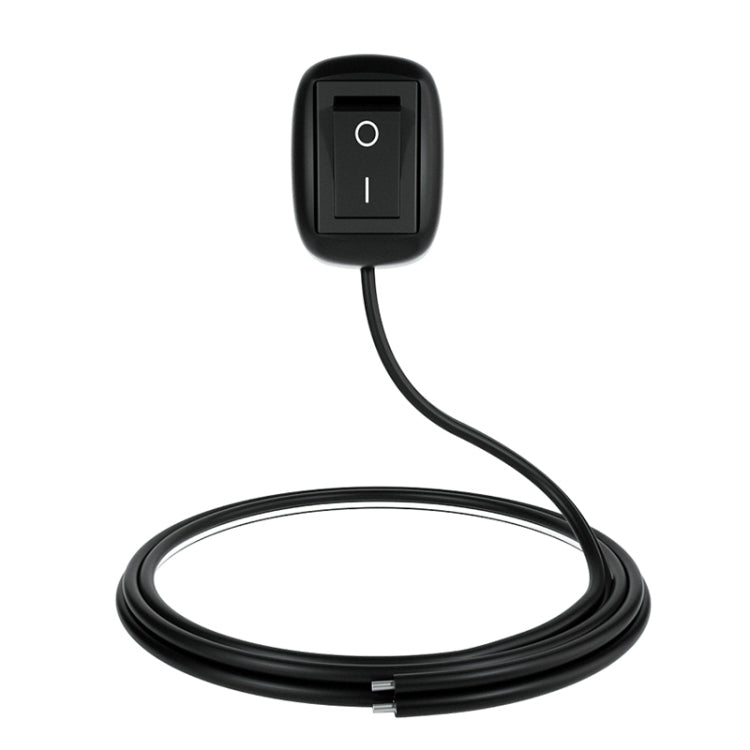 Black on/off rocker switch with cable and coiled wire bundle