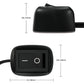 Black rocker switch with cable, size 34x24x25 mm, on/off indicator markings