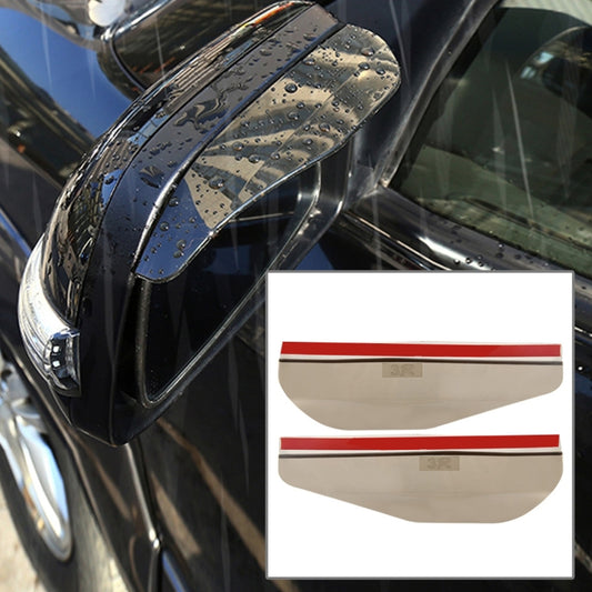 Car rearview mirror rain eyebrow cover pair, flexible shields with water droplets visible