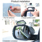 Hands installing an adhesive auxiliary rear-view mirror on a car side