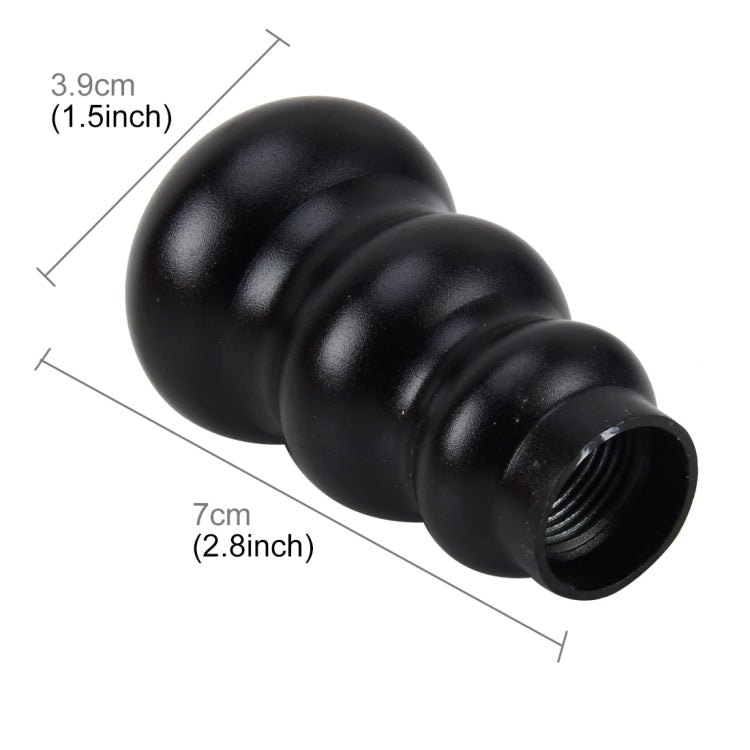 Black gourd-style gear shift knob with threaded base opening; size marked 7cm