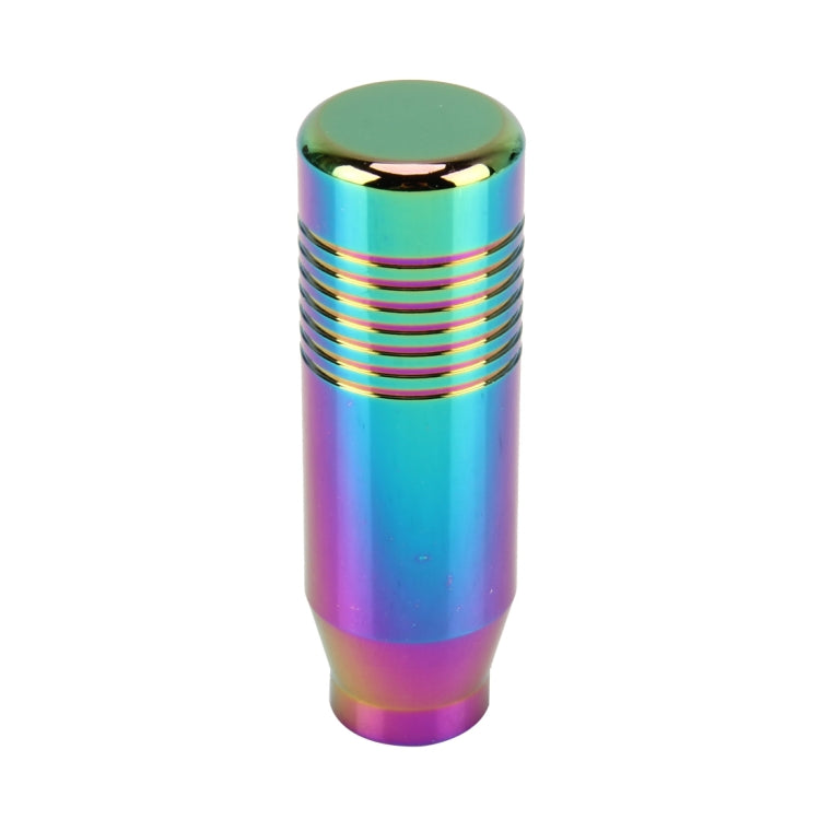 Rainbow metallic gear shift knob with ribbed middle and round top cap