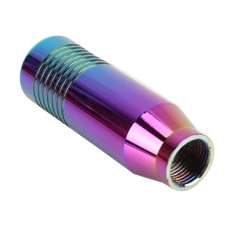 Rainbow metallic gear shift knob with ribbed band and threaded base