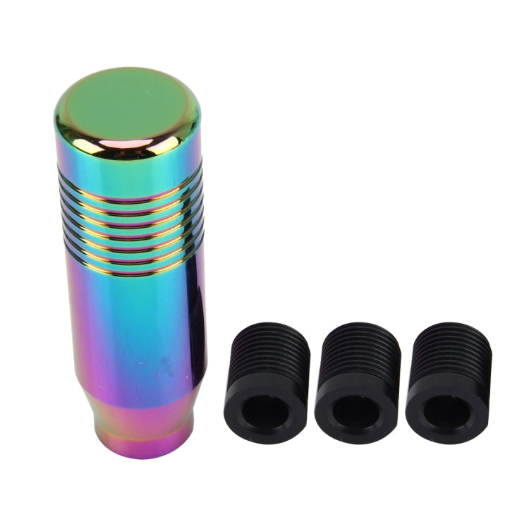 Rainbow metallic gear shift knob with three black installation sleeves