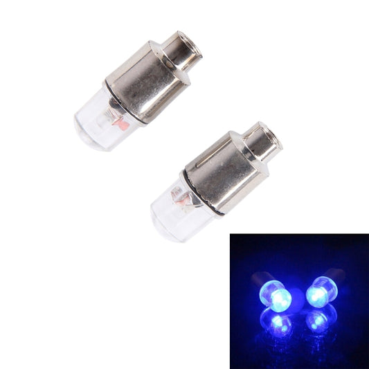Set of 2 valve cap LED wheel lights with clear cover, blue glow