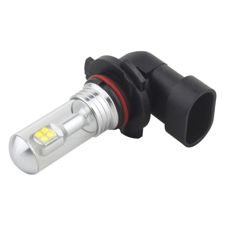 9006 car fog light LED bulb with clear glass lamp tube and black angled housing