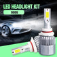 LED headlight bulb kit showing two white bulbs with COB light modules and finned metal heat sinks