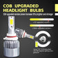 LED headlight bulbs with COB LED modules, showing bulb body and front chip detail views