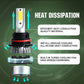 9007 LED headlight bulb with COB chip, built-in cooling fan fins, red ring, metal heat sink