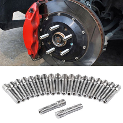 Automotive wheel hub with lug studs and rotor disc for stud adapter installation