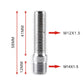 Wheel stud adapter showing stepped threads from M14x1.5 to M12x1.5