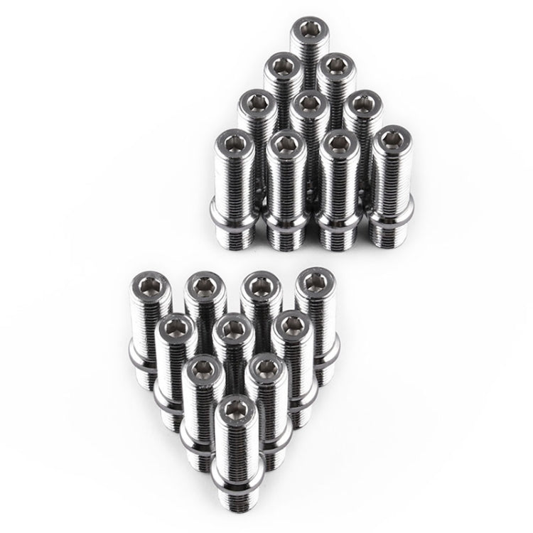 Assorted pack of 20 chrome wheel stud adapters with threaded ends