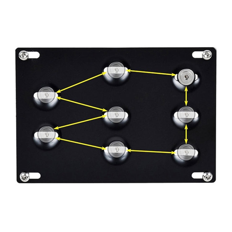 Black license plate bracket plate with multiple mounting studs and washers