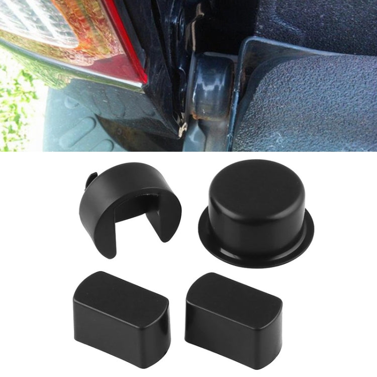 Black ABS tailgate hinge bushing inserts kit, four-piece set of caps and blocks