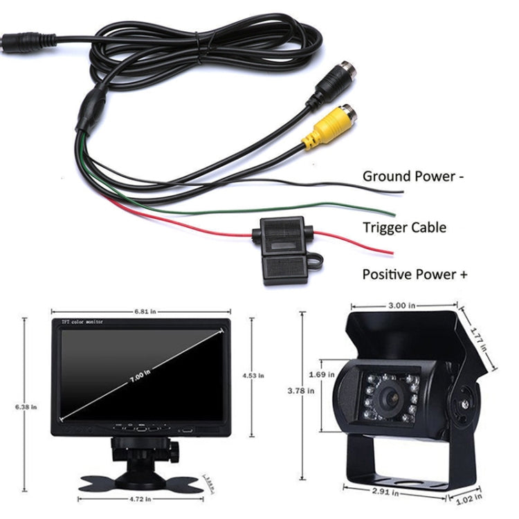 Dual camera monitor wiring harness with connectors and compact camera housings