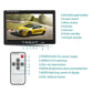 7-inch car monitor front controls and IR remote for dual camera viewing