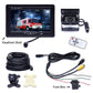 Dual camera rearview monitor kit with headrest mount, cameras, and cable set
