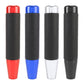 Set of car shift knobs with perforated grips in red, blue, white, and black