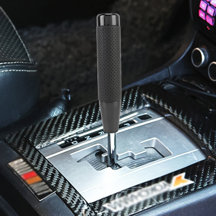Black perforated grip car shift knob, long column 18x3.3cm