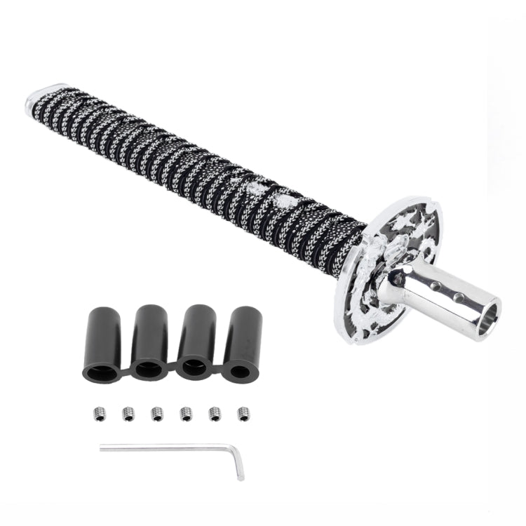 Gear shift knob kit: black braided knob, mounting hardware, and rubber caps