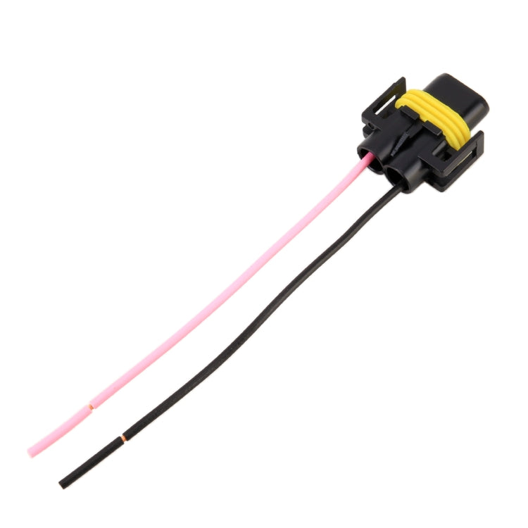 H11 bulb holder base male socket with wire leads, black connector with yellow center ring