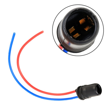 Universal LED bulb holder base with red and blue wire leads, black socket connector