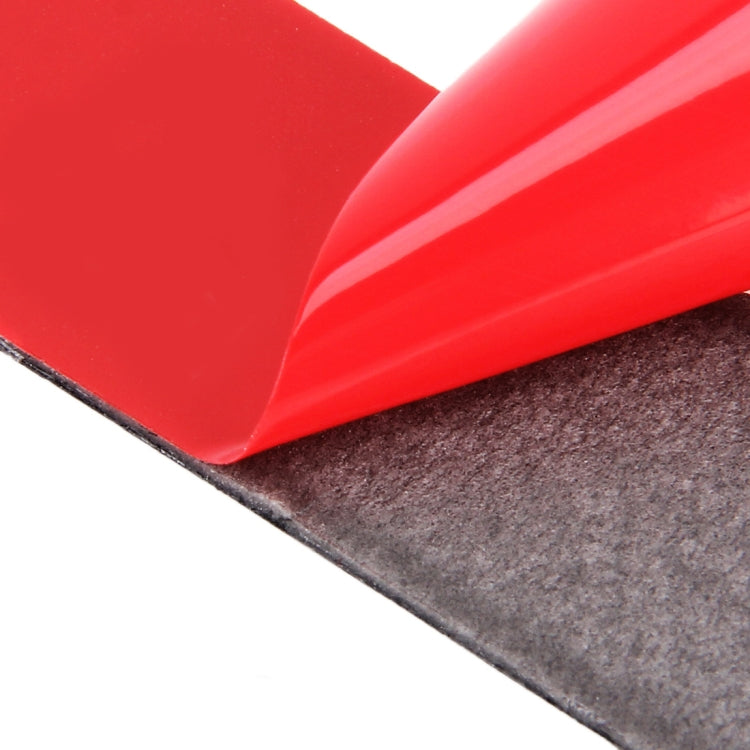 Red sticker top layer with carbon-fiber backing corner edge