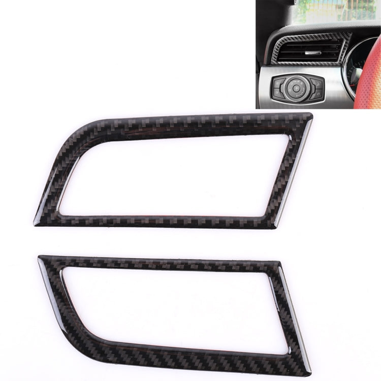 Carbon-fiber-look vent trim sticker set, black textured frame, two pieces