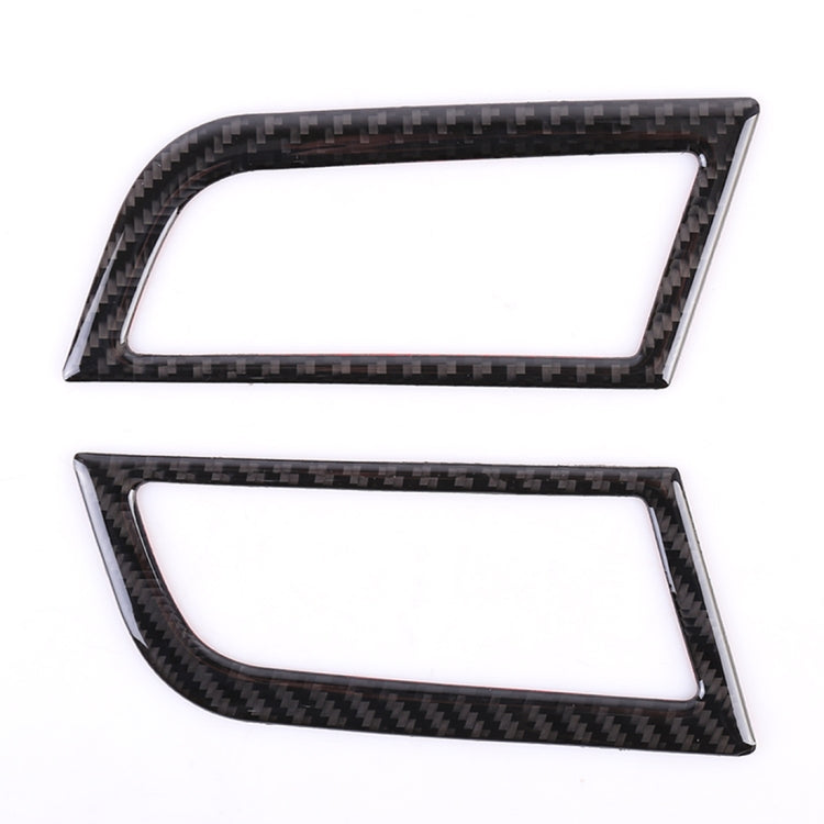 Carbon-fiber-look vent trim sticker set, black textured frames, angled view