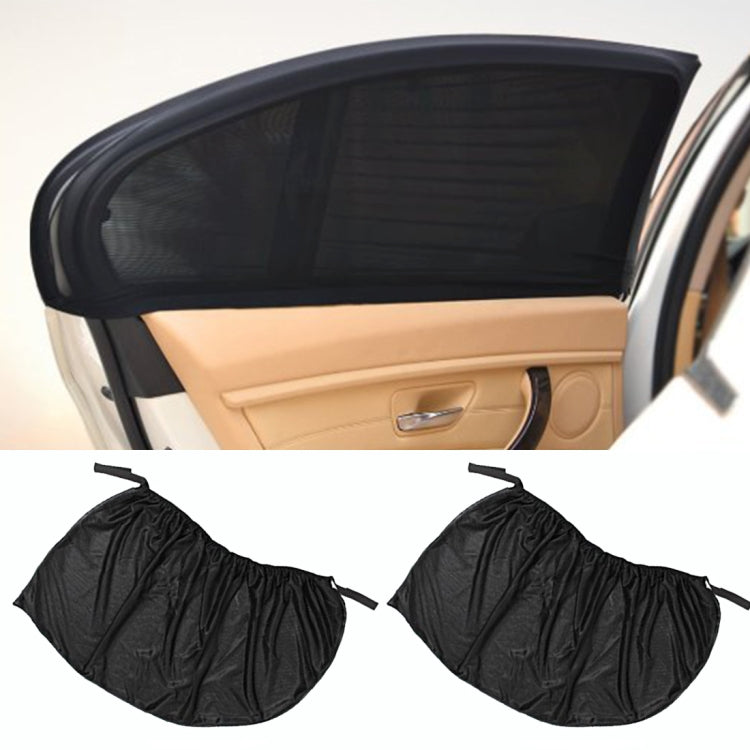 Car window sunshade net set of 2, black mesh side covers with gathered edges