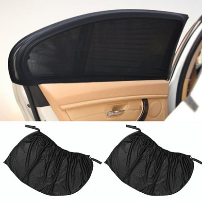 Car window sunshade net set of 2, black mesh side covers with gathered edges