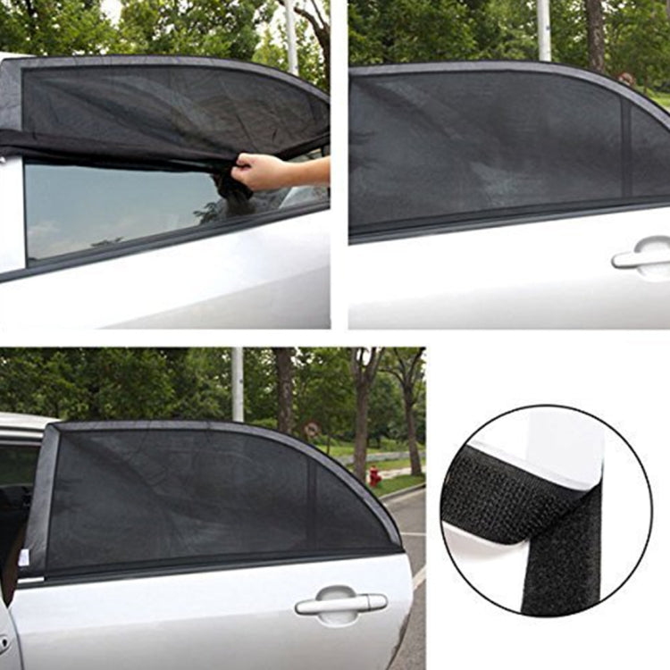 Car side window sunshade mesh set with black fabric and reinforced top edge