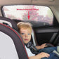Black mesh car window sunshade cover for rear side window, set in place