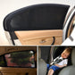 Black mesh car window sunshade net installed on side window, with product shown