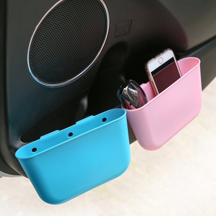Blue and pink portable car trash can organizers with phone storage compartments