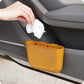Orange portable car trash can bin organizer with top holes for mounting