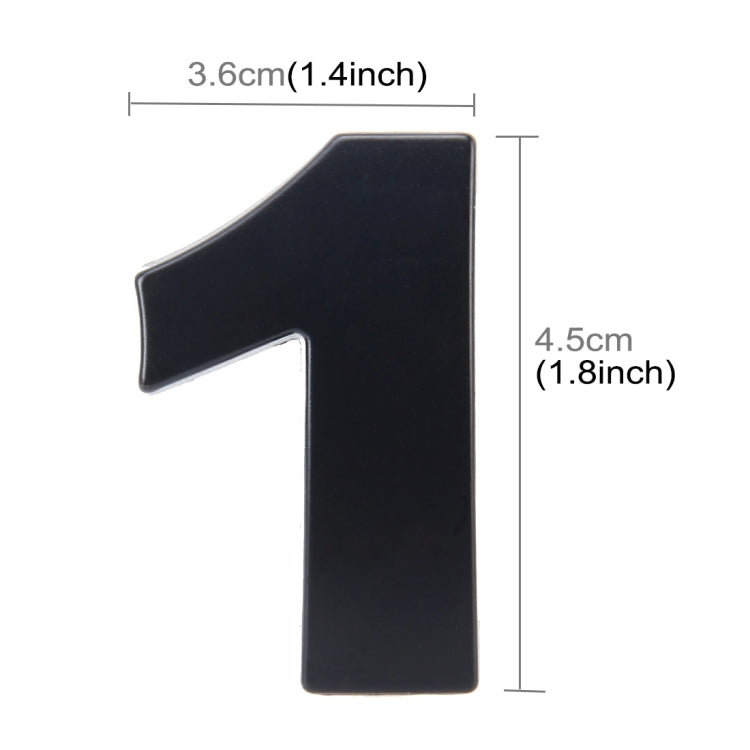 3D car number decal sticker “1” in black with size proportions shown