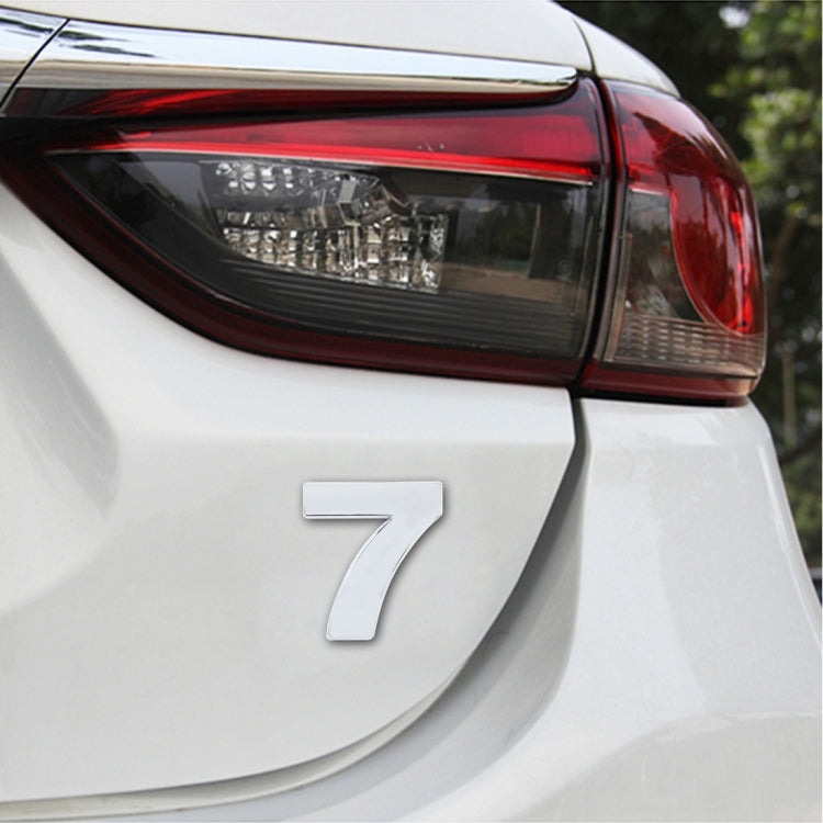 3D car number decal sticker with silver '7' emblem