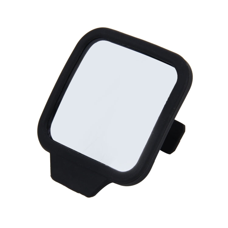 Black adjustable blind spot mirror with reflective glass panel
