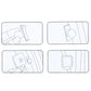 Blind spot mirror instruction card with four line-drawn installation icons
