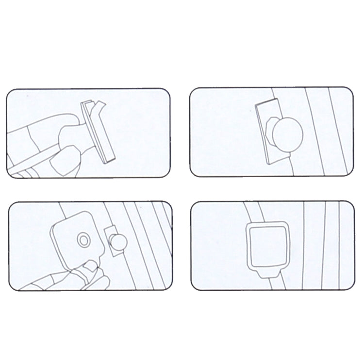 Blind spot mirror instruction card with four line-drawn installation icons