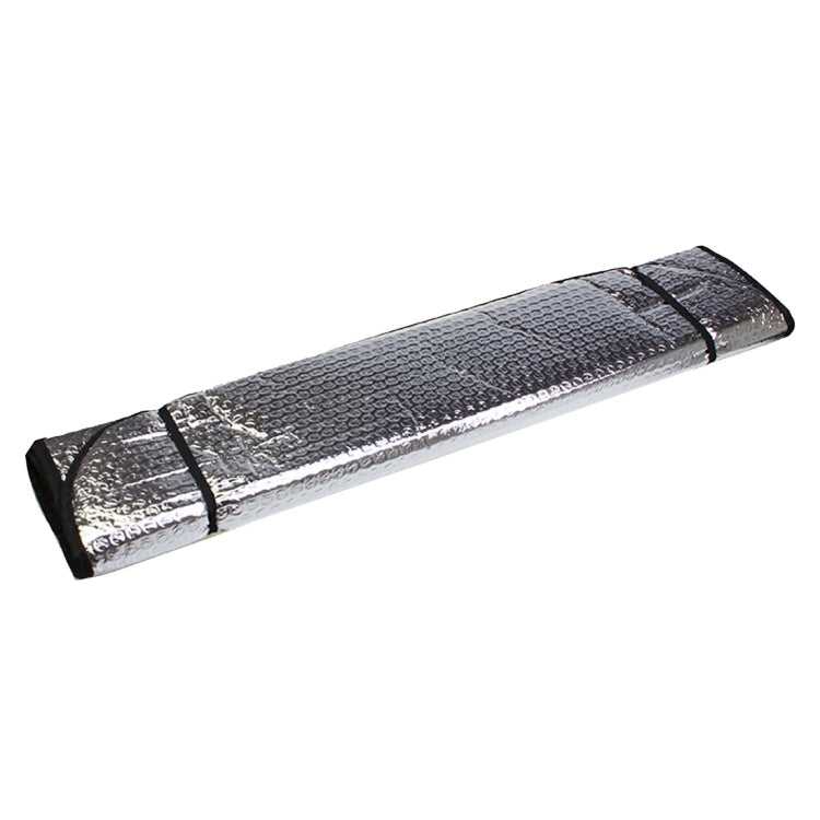 Rolled silver aluminum foil car windshield sun shade with black strap