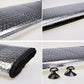Silver foil sun shade with black edge, folded sleeve and pouch