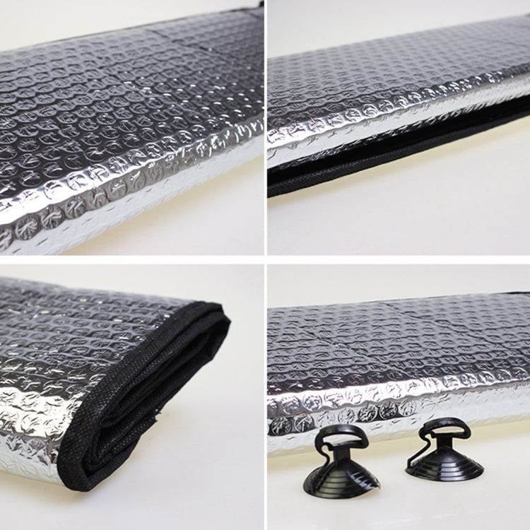Silver foil sun shade with black edge, folded sleeve and pouch