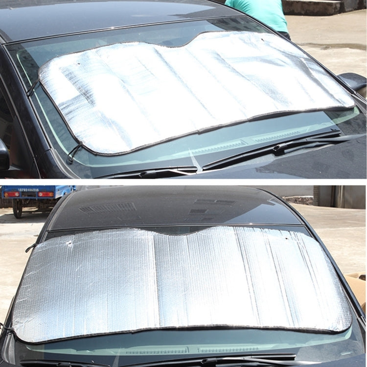 Silver aluminum foil car windshield sun shade covering front glass