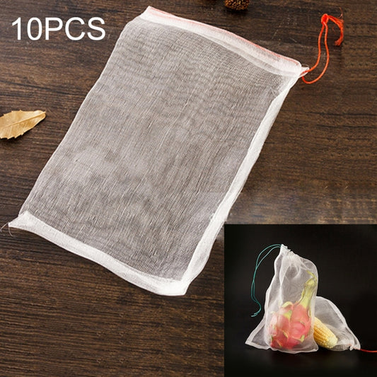 White nylon mesh garden bag with flat rectangular shape and open top for produce