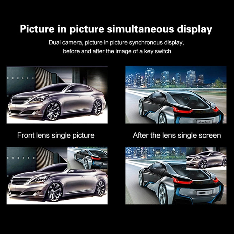 Rearview mirror car recorder with dual-screen display and camera view