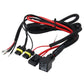 DC 12V HID relay control cable set with black corrugated wiring and red/black leads